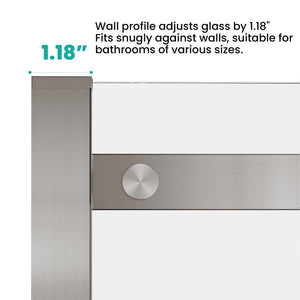 English Elm S-RM6076TN Frameless 56-60"W x 76"H Sliding Shower Door – 5/16" Tempered Glass, Quiet Rollers, Easy-Clean Finish W1865P352971