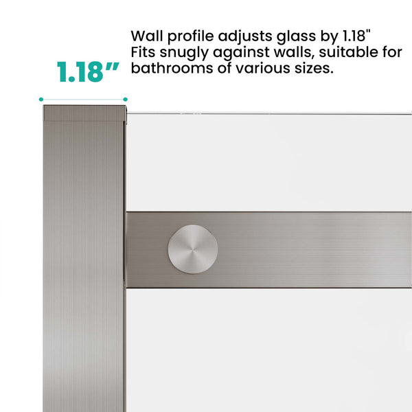 English Elm S-RM6076TN Frameless 56-60"W x 76"H Sliding Shower Door – 5/16" Tempered Glass, Quiet Rollers, Easy-Clean Finish W1865P352971