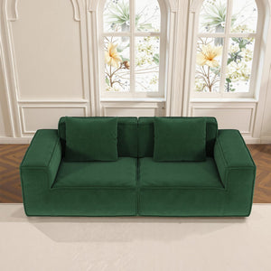 English Elm Modular Modular Sofa: Versatile Cloud Velvet Sofa Bed In Green, Perfect For Comfort & Space-Saving Solutions W3147S00027