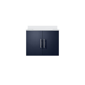 English Elm Navy Blue Bath Vanity - 24" W X 22" D With White Quartz Top For Modern Elegance & Storage Solution B2731P258562
