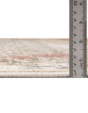 Unique Loom Deepa Emblem Machine Made Floral / Botanical Rug Gray, Ivory/Red 2' 6" x 12' 2"