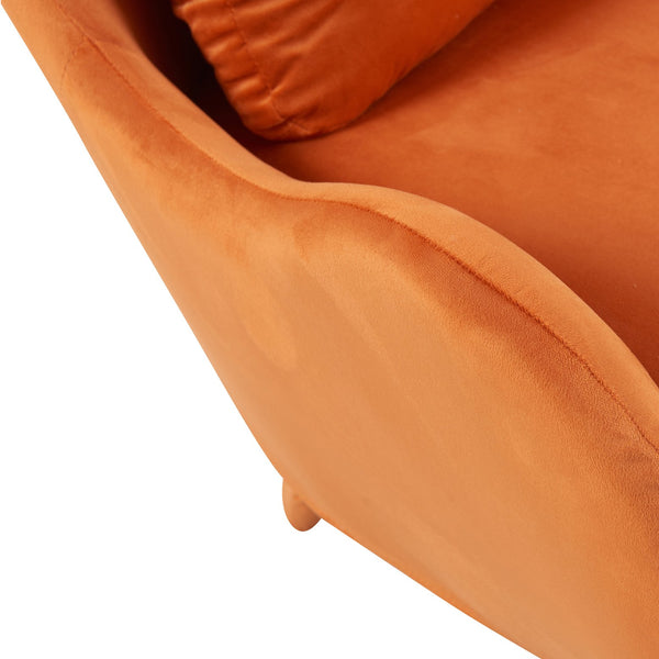 English Elm Furniture Plush 2-in-1 Pet-Friendly Mid Century Modern Accent Chair with Velvet Upholstery, Removable Base and Ergonomic Support for Living Room Orange N843P331163S