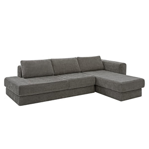 English Elm L-shaped Chenille Sectional Sofa with Deep Modular Seating and Layered Cushion Comfort Dark Grey N763S000090R