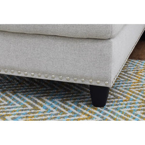 English Elm 2-Piece Alger 98" Wide Left-Hand Sofa & Chaise in Linen Blend with Tufted Backs, Nailhead Trim, Supportive Foam Cushions and Accent Pillows Beige B102S00093