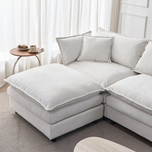 English Elm 105" L-shaped Chenille Sectional with Ottoman Pocket Spring Living Room Sofa Beige W1097S00225
