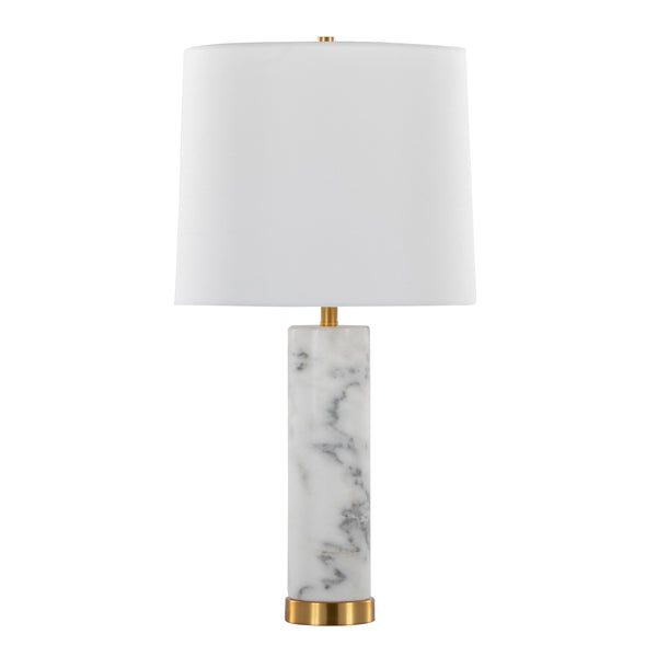 English Elm Marabella Marble and Brass Table Lamp Set with Linen Shade for Bedroom Decor B202P224184