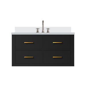 English Elm Black Single Sink Vanity With Cultured Marble Top & Faucet Set – Elegant, Space-Saving Design! B2731P257956