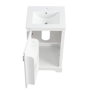 English Elm 20" Bathroom Vanity With Soft-Close Door, Ceramic Sink, Adjustable Shelves & Chic Storage Solutions N725P351852K