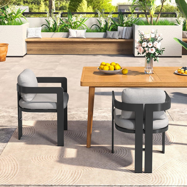 English Elm Christopher Knight Home® - Pula Outdoor Aluminum Dining Chair Set of 2 — Weather‑Resistant Lightweight Frames with Plush Cushions Black,Grey N775P221509G