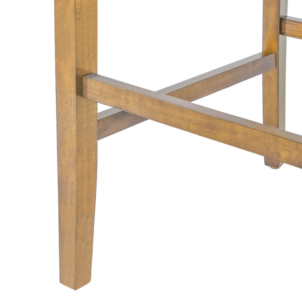 English Elm Barstools Set of 2 Nailhead Trim Beige Fabric Rubberwood Frame for Kitchen Island N780P366607N