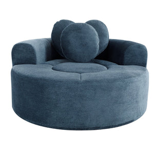 English Elm Round Cloud Sofa Bed Waffle Fabric Memory Foam Convertible Couch for Small Space Living Blue W3224P492030