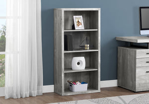English Elm Bookshelf, 5-Tier Modern Etagere with 3 Adjustable Shelves and Reclaimed Wood-Look Finish, Compact Grey 50 L x 15 W x 7 H B2710P219743