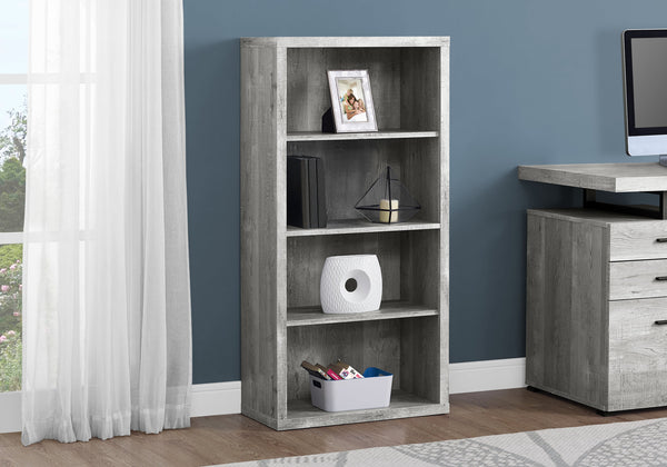 English Elm Bookshelf, 5-Tier Modern Etagere with 3 Adjustable Shelves and Reclaimed Wood-Look Finish, Compact Grey 50 L x 15 W x 7 H B2710P219743