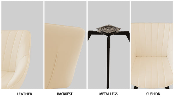 English Elm 31.5" Black Mdf Round Tulip Dining Table Set With 2 Beige Chairs - Modern 3-Piece Kitchen Furniture W2189S00640