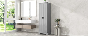 English Elm Storage Cabinet With Two Doors – Versatile Grey Mdf With Adjustable Shelf & Anti-Tip Safety Features N725P181207E-GIGA