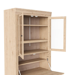 English Elm Topmax Shaker Pantry Cabinet with Drawers Power Outlet and Glass Doors SP000094AAA