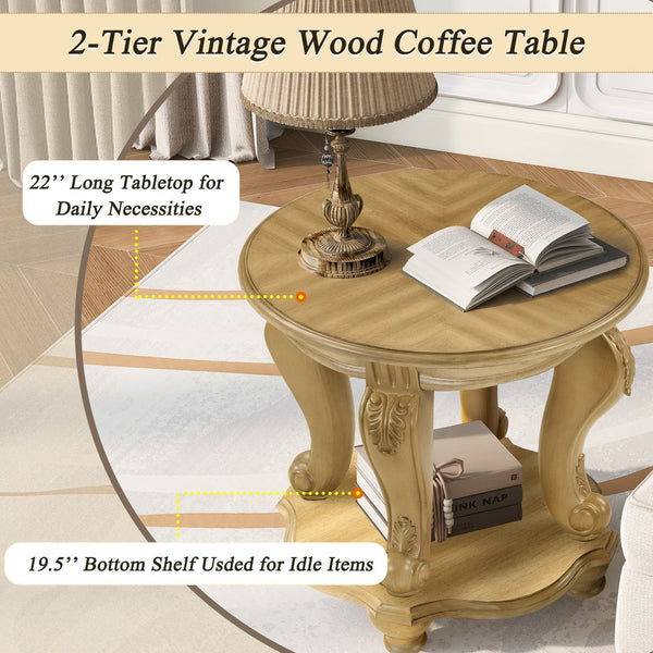 English Elm Living Room 3 Piece Coffee Table Set Oval Antique Floral Carved Wood Veneer W1202S00009