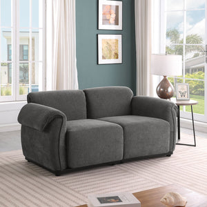 English Elm 102 Inch Linen Modular Sectional Sofa with Hidden Storage and Cloud Cushion Comfort Grey W1099S00204