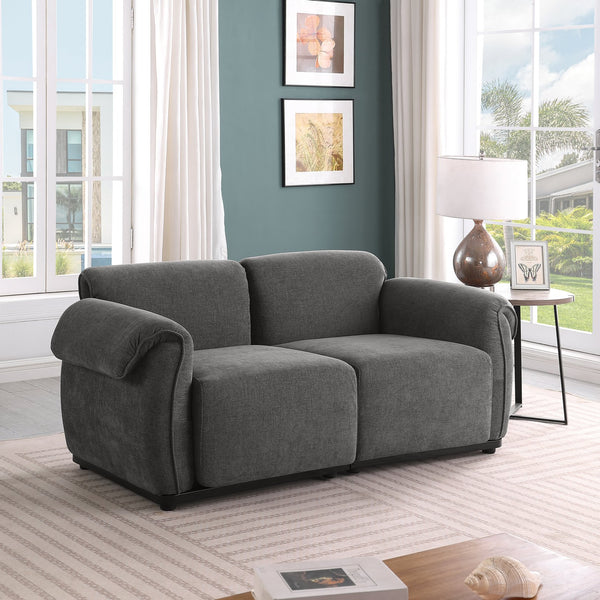 English Elm 102 Inch Linen Modular Sectional Sofa with Hidden Storage and Cloud Cushion Comfort Grey W1099S00204