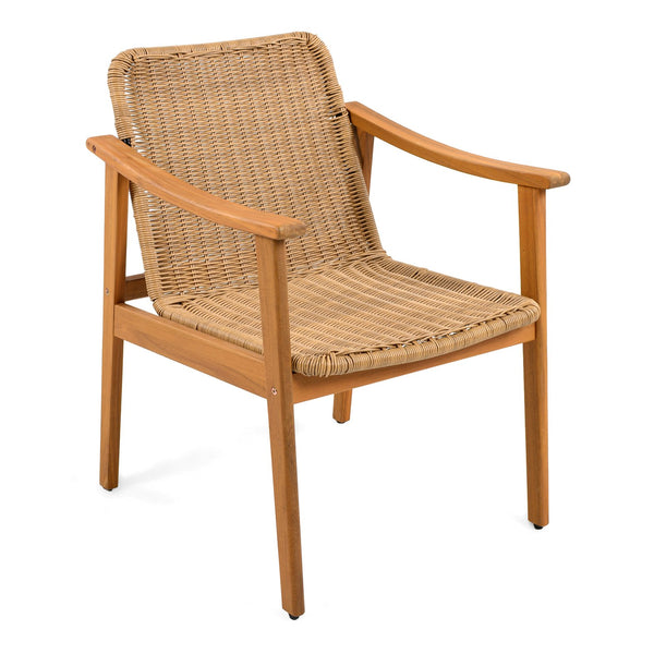 English Elm Christopher Knight Home® - Outdoor Dining Chairs Set of 2 with Acacia Wood Frame and Brown PE Wicker, Waterproof Cushions, 400lb Capacity Teak+ Beige N779P280043B