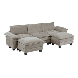 English Elm Modern 5-Piece Modular Sectional Sofa Set With Ottomans | Plush Chenille Upholstery & Durable Design B011S01816