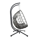 English Elm 2 Persons Egg Chair With Stand Indoor Outdoor Swing Chair Patio Wicker Hanging Egg Chair Hanging Basket Chair With Stand For Bedroom Living Room Balcony