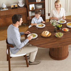 English Elm 59-inch Expandable Glass Top Dining Set Seats 8 with Upholstered Chairs X-base W2700S00113