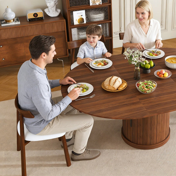 English Elm 59-inch Expandable Glass Top Dining Set Seats 8 with Upholstered Chairs X-base W2700S00113