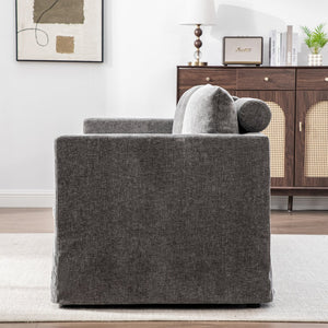 English Elm 82.68" Wide Chenille Two Seat Sofa Solid Wood Frame with Lumbar Pillows Living Room Gray W3189S00025