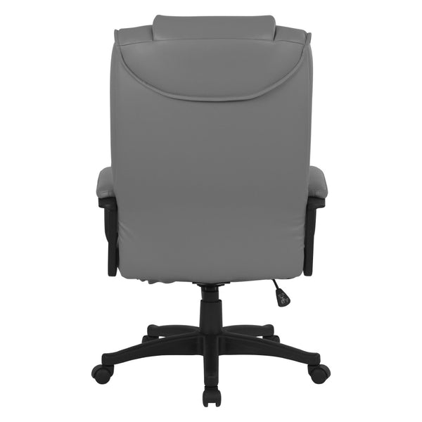 OSP Home Furnishings High Back Bonded Leather Office Chair with Lumbar Support and Ergonomic Padded Seat Charcoal EC5162-EC42