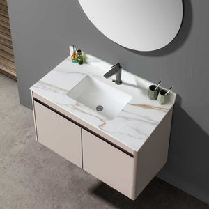 English Elm 43 Inch Marble Vanity Top - Elegant Carrara Design With Undermount Sink, 4" Backsplash, Easy Install W2699P192443