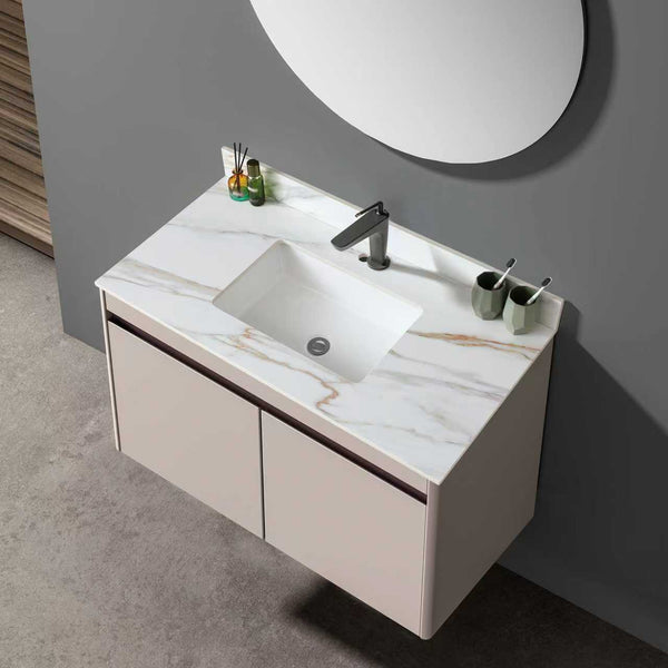 English Elm 43 Inch Marble Vanity Top - Elegant Carrara Design With Undermount Sink, 4" Backsplash, Easy Install W2699P192443