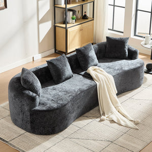English Elm Curved Chenille Loveseat with Memory Foam Cushions for Compact Living Spaces Black W2915S00081
