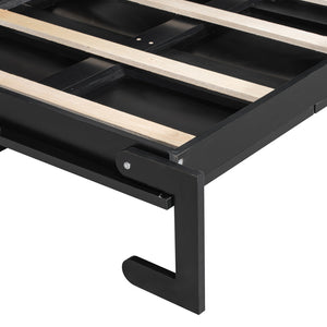 English Elm Twin-size Murphy Wall Bed with Led Lighting Usb Outlet and Decorative Printed Panel Black LP000355AAB