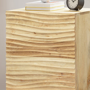 English Elm Christopher Knight Home® - BEDSIDE Mango Wood 1 Door Nightstand with Wave Door, Iron Legs, Handcrafted Modern Storage 18"W 66704.00