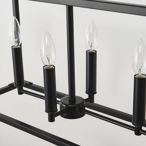 English Elm 7-light Industrial Matte Black Linear Pendant for Kitchen Island or Dining Room W5008P465026