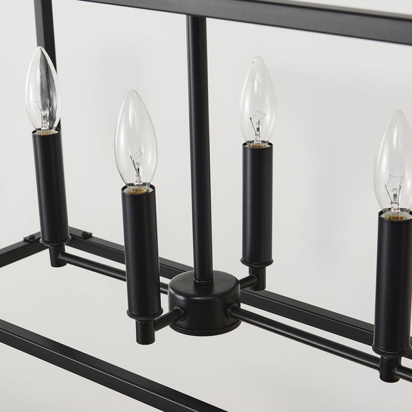 English Elm 7-light Industrial Matte Black Linear Pendant for Kitchen Island or Dining Room W5008P465026
