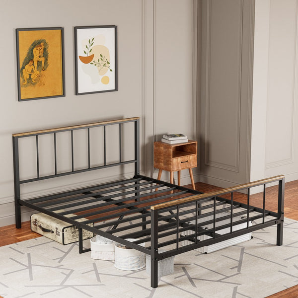 English Elm Metal Platform Bed Frame With Headboard, Footboard & Sturdy Design - No Box Spring Needed, Queen Size W57868844