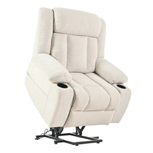 English Elm Power Lift Recliner Chair - Comfortable Fabric Seating With Remote, Cup Holders & Extended Footrest W1028S00042-GIGA