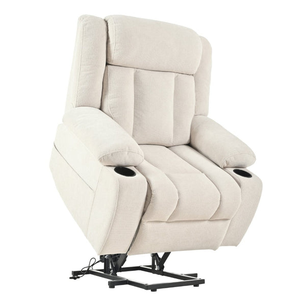 English Elm Power Lift Recliner Chair - Comfortable Fabric Seating With Remote, Cup Holders & Extended Footrest W1028S00042-GIGA