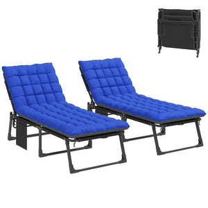 English Elm Folding Outdoor Chaise Lounge with Face Hole Side Table and Five Position Recline Blue,Dark Gray T3971P480735