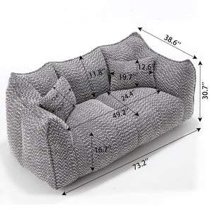 English Elm Soft Plush Foam Beanbag Chair for Two People, Square Recliner Sofa With Superfiber Comfort Embrace Grey W1996P252274