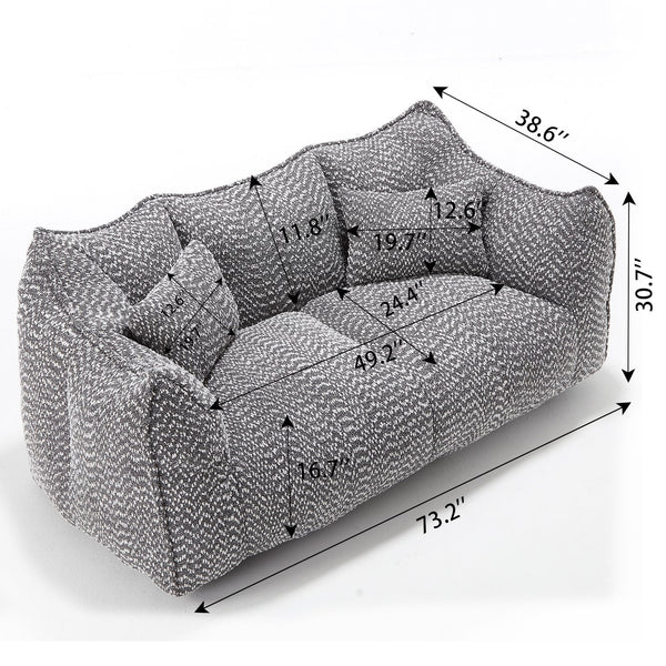 English Elm Soft Plush Foam Beanbag Chair for Two People, Square Recliner Sofa With Superfiber Comfort Embrace Grey W1996P252274