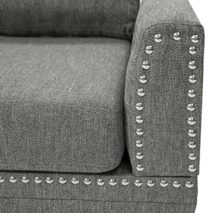 English Elm 2-PCS Ash Black Sectional Sofa with Reversible Chaise, 112" x 85" x 35" Cotton-Blend Fabric Comfort B089S00108
