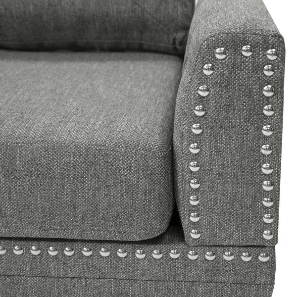 English Elm 2-PCS Ash Black Sectional Sofa with Reversible Chaise, 112" x 85" x 35" Cotton-Blend Fabric Comfort B089S00108