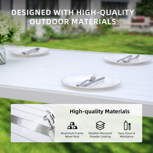 English Elm 6PC Patio Dining Set with Sunbrella Cushions, Aluminum Wood-Style Frame, Bench & 4 Chairs, Rust-Free Elegance W1886S00005