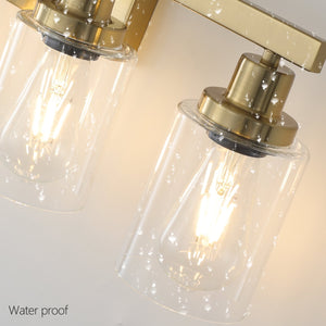 English Elm 24" Golden 4-Light Vanity Light with Clear Glass Shades, Modern Iron Bathroom Wall Fixture for Mirror W2312P374800