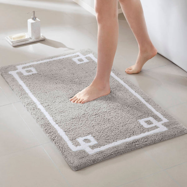 JLA Home Madison Park - Cotton Tufted Bath Rug Runner 24x72 - Plush OEKO-TEX Cotton, Skid-Resistant Backing, Machine Washable Grey MP72-3607