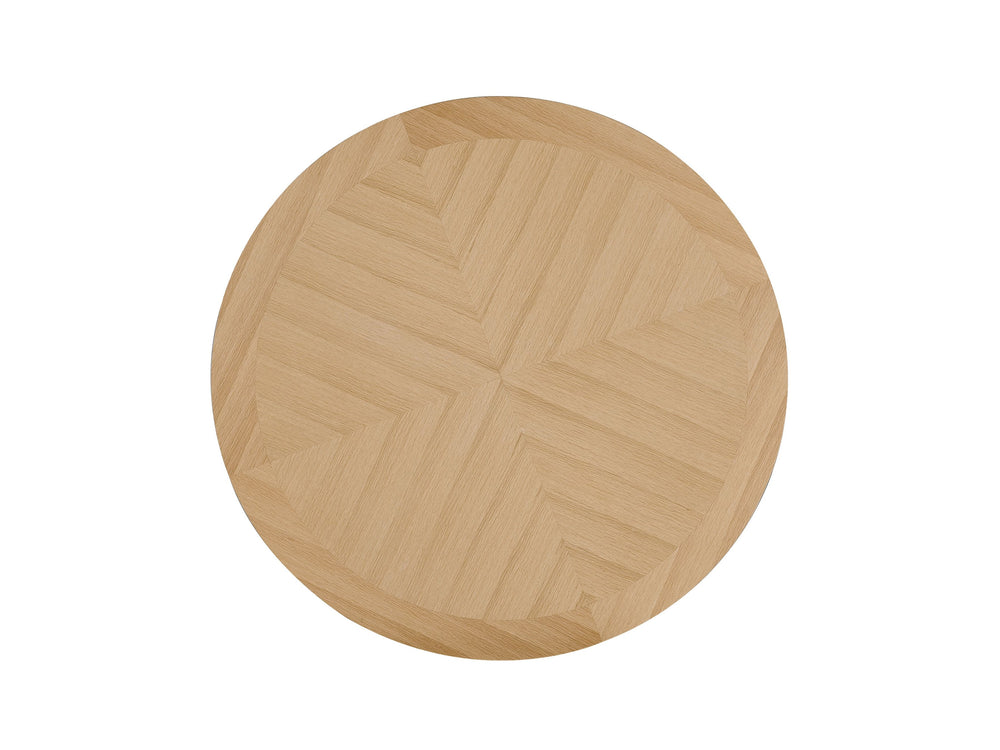 English Elm Kasem Oak Finish Dining Table with Solid Wood Base, Round Oak Veneer Top for Durable Style and Comfort B2726S00073