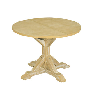 English Elm Topmax Farmhouse Extendable Pedestal Dining Set Seats Six with Ladder Back Chairs Natural+Beige N717S000060N